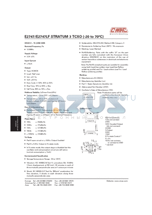 E2747LF datasheet - STRATUM 3 TCXO