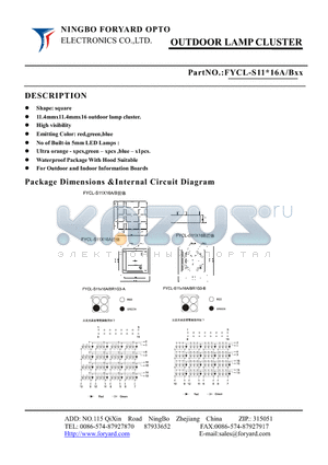 FYCL-S11X16B datasheet - OUTDOOR LAMP CLUSTER