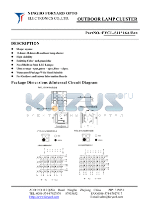 FYCL-S11X16A0 datasheet - OUTDOOR LAMP CLUSTER