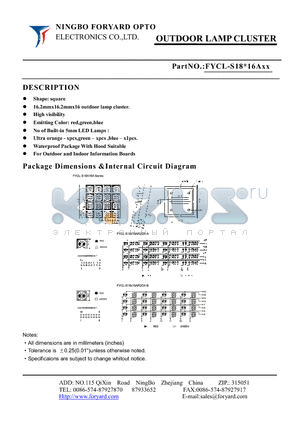FYCL-S18X16B1 datasheet - OUTDOOR LAMP CLUSTER