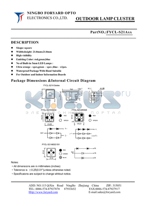 FYCL-S21A0 datasheet - OUTDOOR LAMP CLUSTER