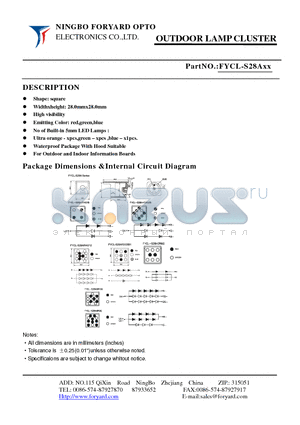 FYCL-S28A1 datasheet - OUTDOOR LAMP CLUSTER