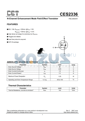 CES2336 datasheet - N-Channel Enhancement Mode Field Effect Transistor