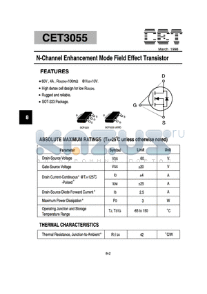 CET3055 datasheet - N-Channel Enhancement Mode Field Effect Transistor