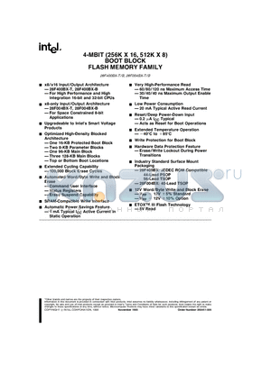 E28F004BX-B120 datasheet - 4-MBIT (256K X 16, 512K X 8) BOOT BLOCK FLASH MEMORY FAMILY