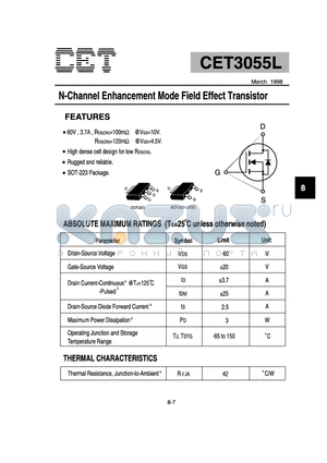 CET3055L datasheet - N-Channel Enhancement Mode Field Effect Transistor