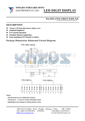 FYD-15021CX-1 datasheet - LED DIGIT DISPLAY