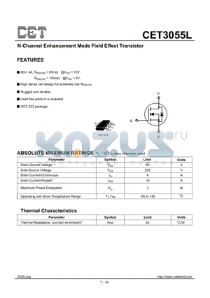 CET3055L_09 datasheet - N-Channel Enhancement Mode Field Effect Transistor