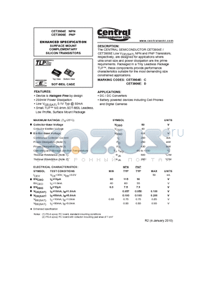 CET3904E datasheet - ENHANCED SPECIFICATION SURFACE MOUNT COMPLEMENTARY SILICON TRANSISTORS