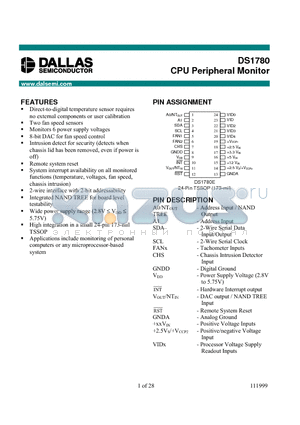 DS1780 datasheet - CPU Peripheral Monitor