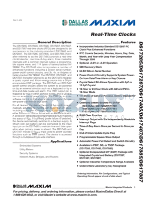 DS17885-5 datasheet - Real-Time Clocks