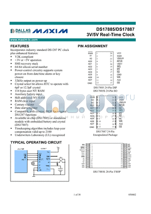 DS17885E-5 datasheet - 3V/5V Real-Time Clock