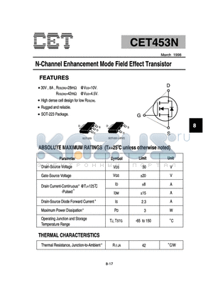 CET453N datasheet - N-Channel Enhancement Mode Field Effect Transistor