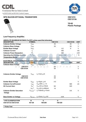 CSC1213 datasheet - Low Frequency Amplifier