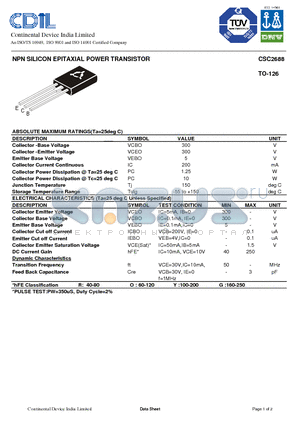 CSC2688R datasheet - NPN SILICON EPITAXIAL POWER TRANSISTOR