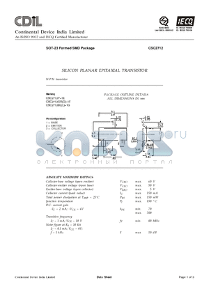 CSC2712BL datasheet - SILICON PLANAR EPITAXIAL TRANSISTOR