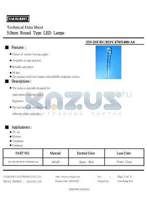 333-2SUBC-H3-C470-S400-A6 datasheet - Technical Data Sheet 5.0mm Round Type LED Lamps