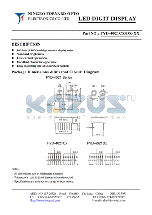 FYD-4021CX-3 datasheet - LED DIGIT DISPLAY