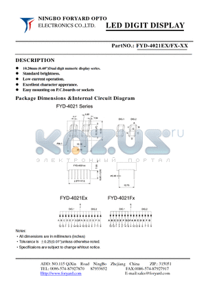 FYD-4021EFX-XX datasheet - LED DIGIT DISPLAY