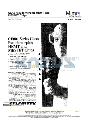 CF001-03 datasheet - GaAs Pseudomorphic HEMT and MESFET Chips