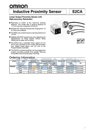 E2CA-AL4F datasheet - Linear Output Proximity Sensor with High-accuracy Resolution