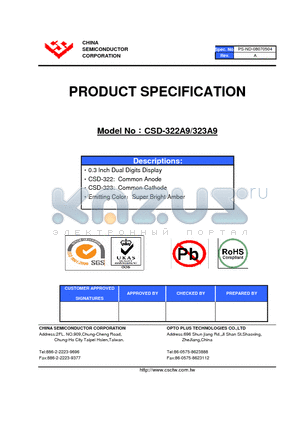 CSD-322A9 datasheet - 0.3 Inch Single Digit Display