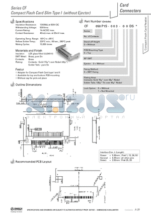 CF050P1S-003-00DS1 datasheet - Compact Flash Card Slim Type I