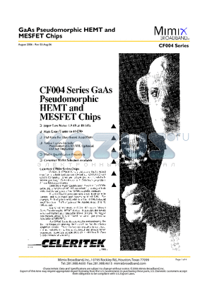 CF004_06 datasheet - GaAs Pseudomorphic HEMT and MESFET Chips