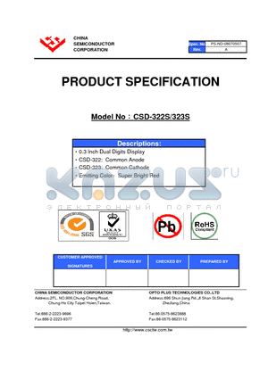 CSD-322S datasheet - 0.3 Inch Dual Digits Display