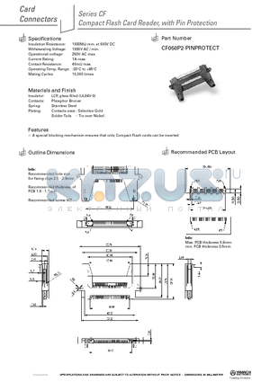 CF050P2-PINPROTECT datasheet - Compact Flash Card Reader, with Pin Protection