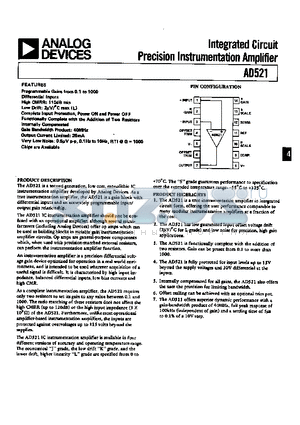 AD521J datasheet - Integrated Circuit Precision Instrumentation Amplifier