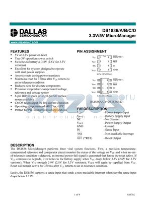 DS1836 datasheet - 3.3V/5V MicroManager