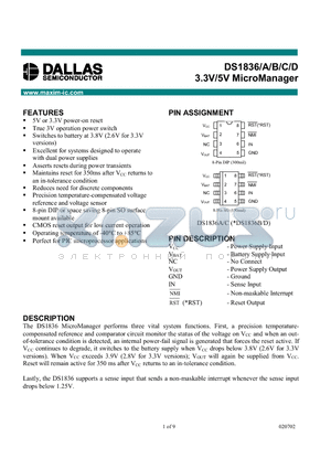 DS1836A datasheet - 3.3V/5V MicroManager