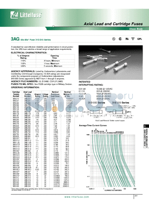 F300 datasheet - 3AG Slo-Blo Fuse 313/315 Series