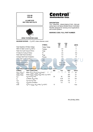 CSD-4N datasheet - 4.0 AMP SCR 600 THRU 800 VOLTS