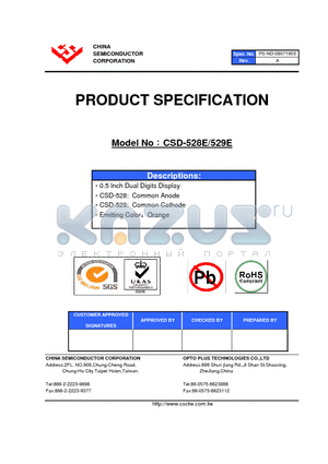 CSD-529E datasheet - 0.5 Inch Dual Digits Display