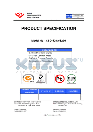 CSD-529G datasheet - 0.5 Inch Dual Digits Display