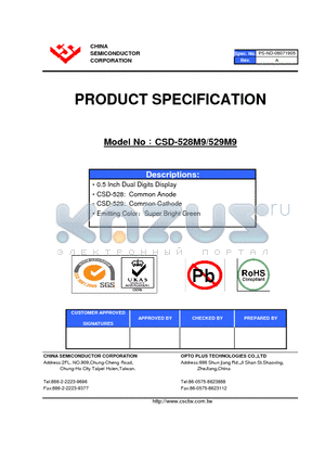 CSD-529M9 datasheet - 0.5 Inch Dual Digits Display