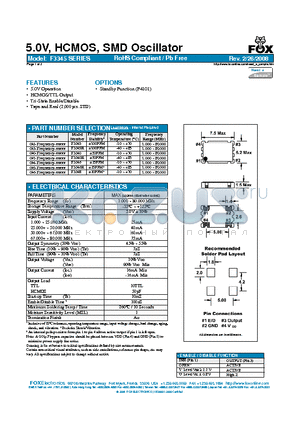 F3345 datasheet - 5.0V, HCMOS, SMD Oscillator