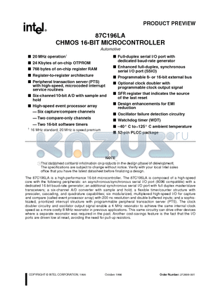 87C196 datasheet - CHMOS 16-BIT MICROCONTROLLER