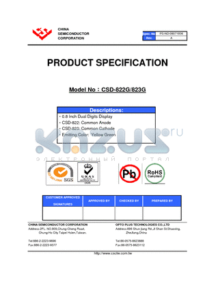 CSD-822G datasheet - 0.8 Inch Dual Digits Display