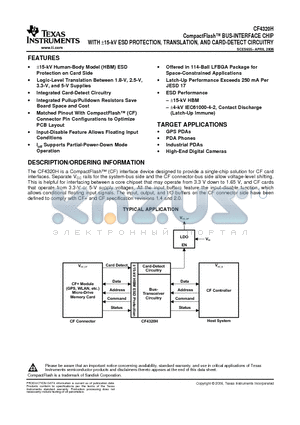 CF4320H datasheet - CompactFlasH-TM BUS-INTERFACE CHIP WITH a15-kV ESD PROTECTION, TRANSLATION, AND CARD-DETECT CIRCUITRY