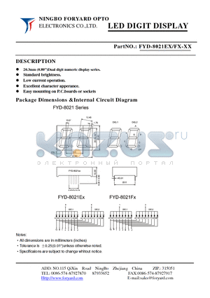 FYD-8021EFX-XX datasheet - LED DIGIT DISPLAY