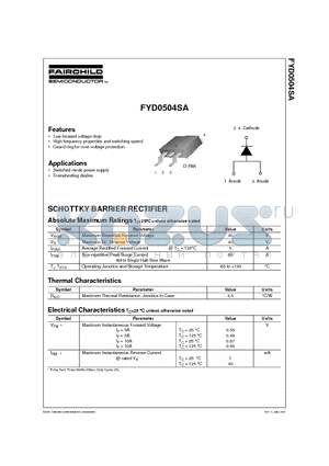 FYD0504SA datasheet - SCHOTTKY BARRIER RECTIFIER