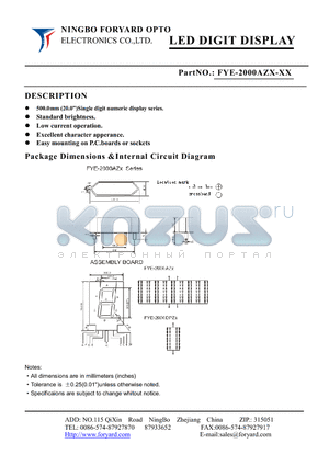 FYE-2000AZX datasheet - LED DIGIT DISPLAY