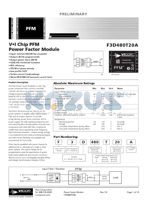 F3D480M20A datasheet - VI Chip PFM Power Factor Module