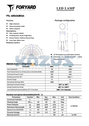 FYL-10013UBC1A datasheet - LED LAMP