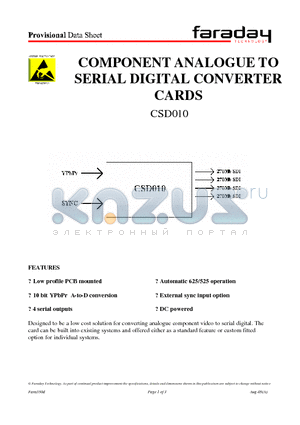 CSD010 datasheet - SERIAL DIGITAL CONVERTER CARDS