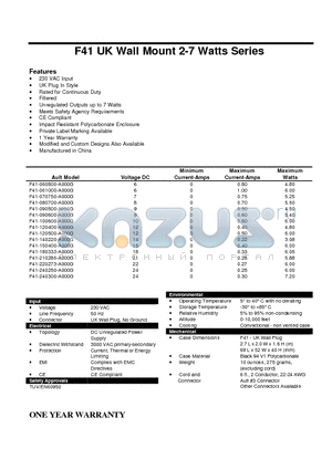 F41-060800-A000G datasheet - F41 UK Wall Mount 2-7 Watts Series