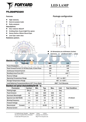 FYL-25A6PGC1B-B datasheet - LED LAMP